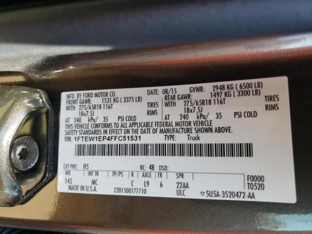 Photo 10 from auction – 2015 FORD F150 SUPER with VIN 1FTEW1EP4FFC51531