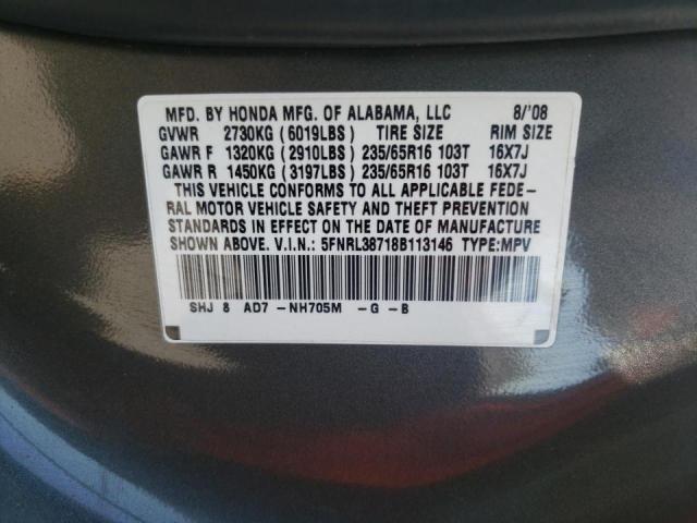 Photo 10 from auction – 2008 HONDA ODYSSEY EX with VIN 5FNRL38718B113146