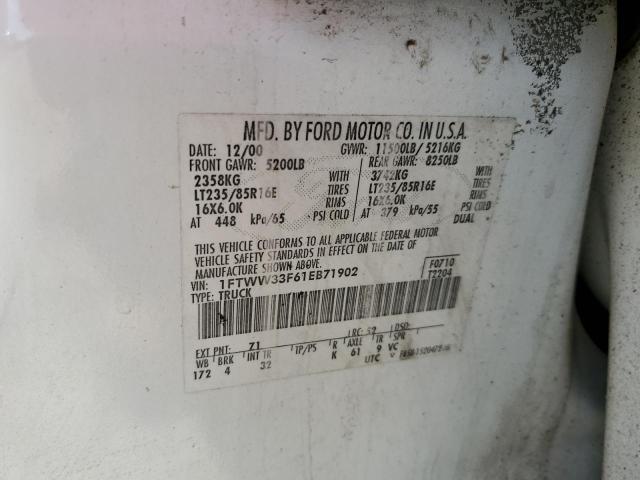 Photo 10 from auction – 2001 FORD F350 SUPER with VIN 1FTWW33F61EB71902