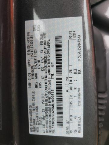 Photo 10 from auction – 2021 FORD ESCAPE SE with VIN 1FMCU9BZ5MUA09515