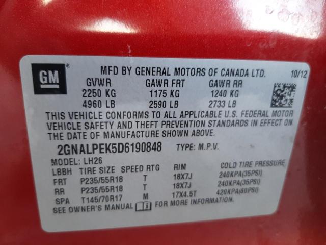 Foto 10 de la subasta – 2013 CHEVROLET EQUINOX LT con VIN 2GNALPEK5D6190848