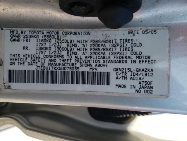 Photo 10 from auction – 2005 TOYOTA 4 RUNNER with VIN JTEBU17RX50075055