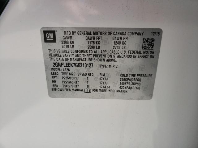 Photo 10 from auction – 2016 CHEVROLET EQUINOX LS with VIN 2GNFLEEK7G6210127