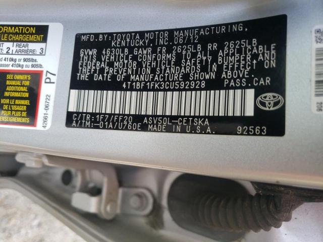 صورة رقم 10 من المزاد - 2012 TOYOTA CAMRY BASE مع VIN 4T1BF1FK3CU592928