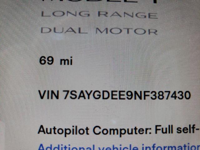 Photo 8 from auction – 2022 TESLA MODEL Y with VIN 7SAYGDEE9NF387430