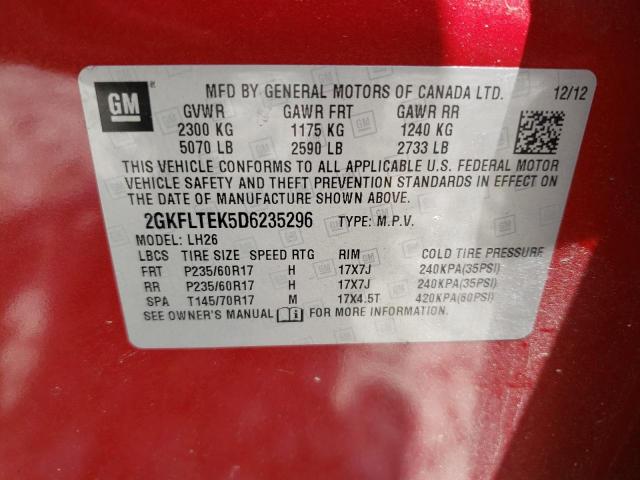 Photo 10 from auction – 2013 GMC TERRAIN SL with VIN 2GKFLTEK5D6235296