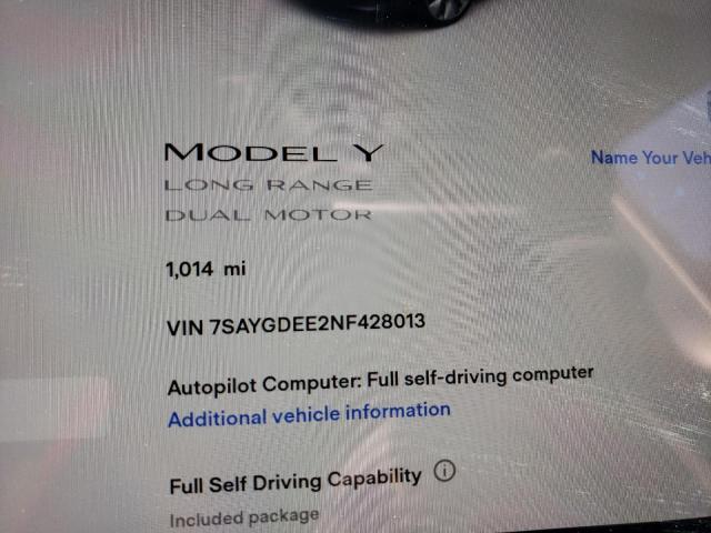 Photo 8 from auction – 2022 TESLA MODEL Y with VIN 7SAYGDEE2NF428013