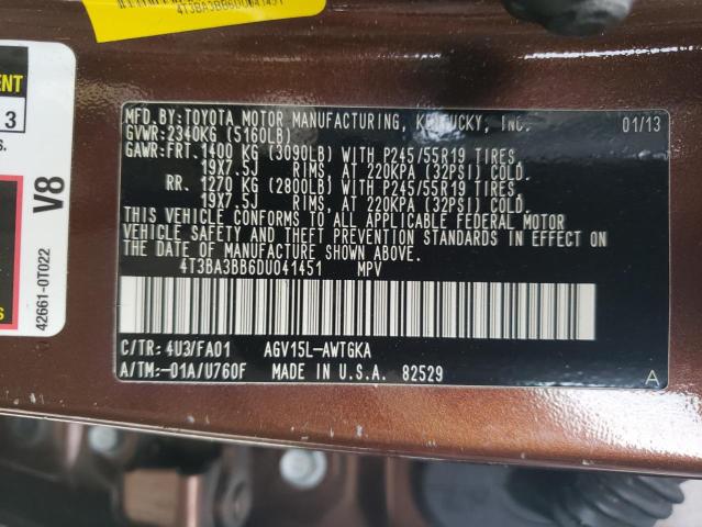 Photo 10 from auction – 2013 TOYOTA VENZA LE with VIN 4T3BA3BB6DU041451