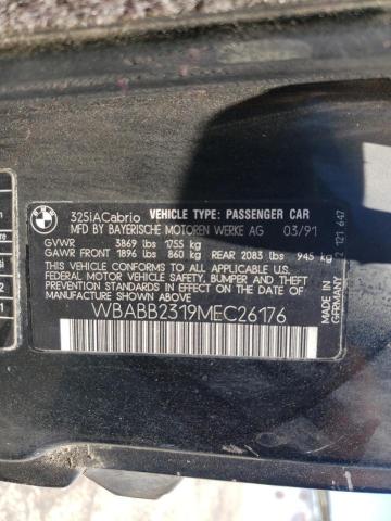 Photo 10 from auction – 1991 BMW 325 IC AUT with VIN WBABB2319MEC26176