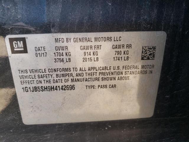 Photo 10 from auction – 2017 CHEVROLET SONIC LS with VIN 1G1JB5SH9H4142696