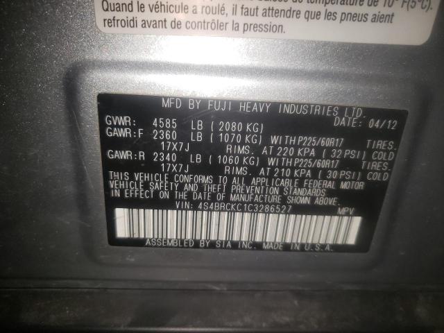 Photo 10 from auction – 2012 SUBARU OUTBACK 2. with VIN 4S4BRCKC1C3286527