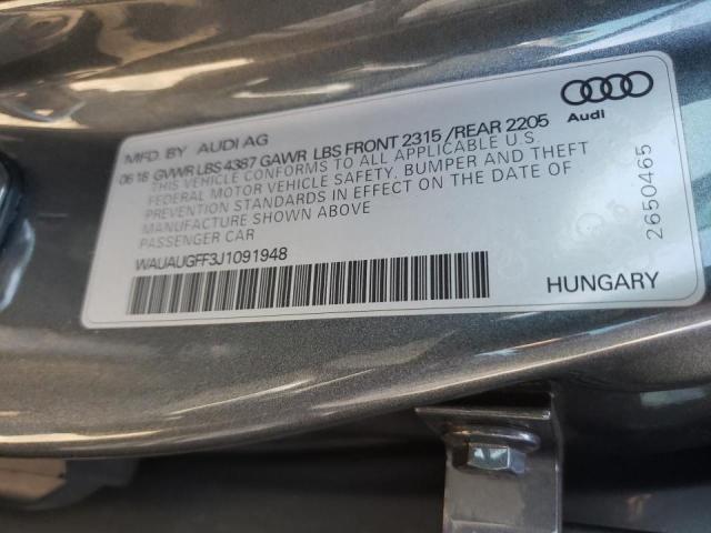 Photo 10 from auction – 2018 AUDI A3 PREMIUM with VIN WAUAUGFF3J1091948