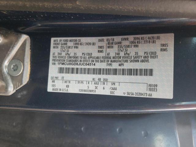 Photo 10 from auction – 2018 FORD ESCAPE SE with VIN 1FMCU0GD8JUC04514