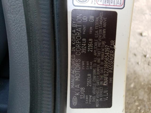 Photo 10 from auction – 2009 KIA SPECTRA EX with VIN KNAFE221895654397
