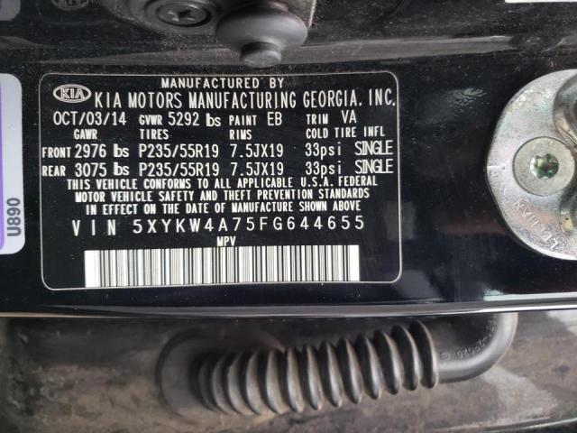 Photo 10 from auction – 2015 KIA SORENTO SX with VIN 5XYKW4A75FG644655