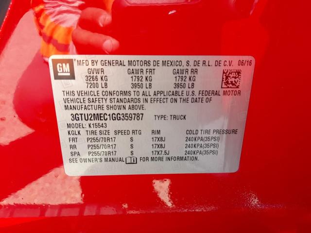 Photo 10 from auction – 2016 GMC SIERRA K15 with VIN 3GTU2MEC1GG359787