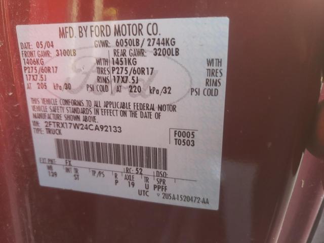 Photo 10 from auction – 2004 FORD F-150 HERI with VIN 2FTRX17W24CA92133