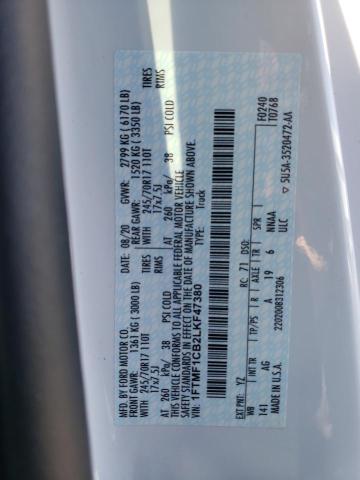 Photo 10 from auction – 2020 FORD F150 with VIN 1FTMF1CB2LKF47380
