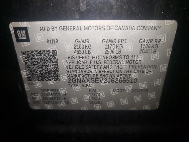 Photo 10 from auction – 2018 CHEVROLET EQUINOX LT with VIN 2GNAXSEV2J6266510