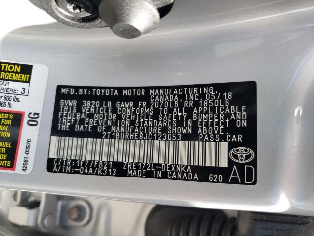 Photo 10 from auction – 2018 TOYOTA COROLLA L with VIN 2T1BURHE8JC123053
