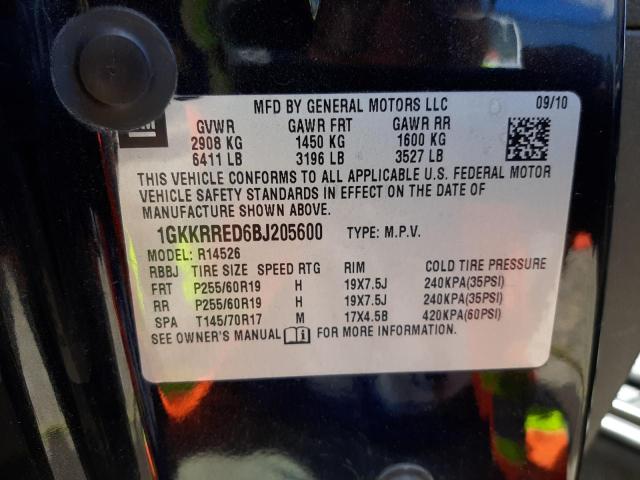 Photo 10 from auction – 2011 GMC ACADIA SLT with VIN 1GKKRRED6BJ205600