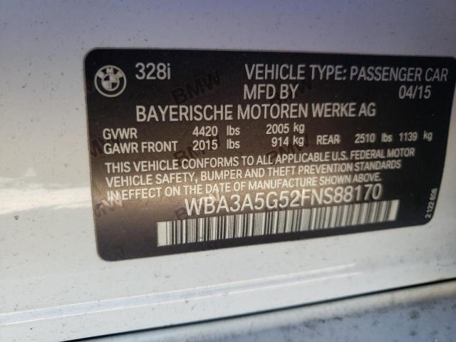 Photo 10 from auction – 2015 BMW 328 I with VIN WBA3A5G52FNS88170