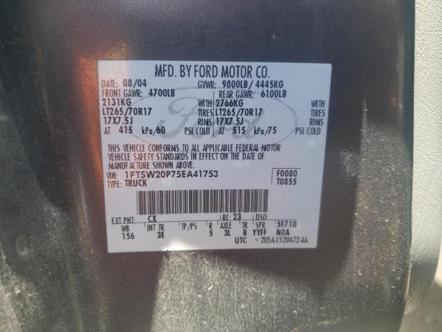 Photo 10 from auction – 2005 FORD F250 SUPER with VIN 1FTSW20P75EA41753