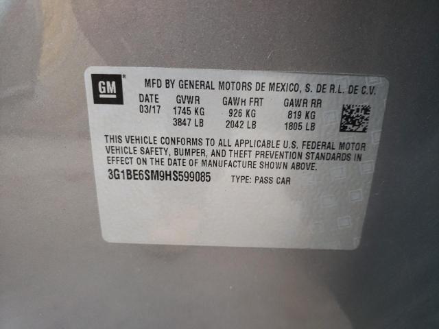 Photo 10 from auction – 2017 CHEVROLET CRUZE LT with VIN 3G1BE6SM9HS599085