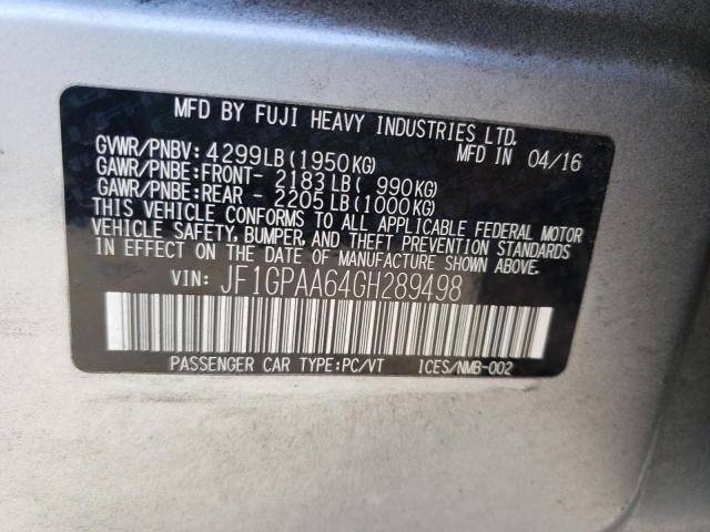 Photo 10 from auction – 2016 SUBARU IMPREZA with VIN JF1GPAA64GH289498