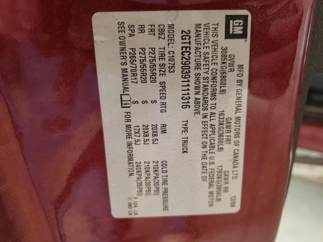 Photo 10 from auction – 2009 GMC SIERRA C15 with VIN 2GTEC290391111316