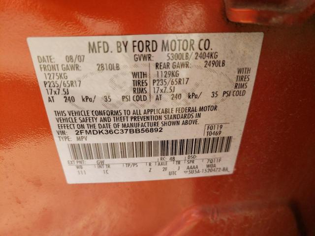 Photo 10 from auction – 2007 FORD EDGE SE with VIN 2FMDK36C37BB56892