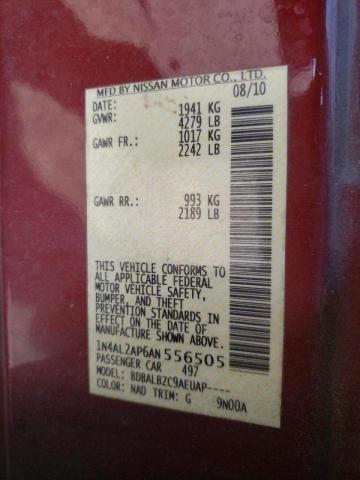 Photo 10 from auction – 2010 NISSAN ALTIMA BAS with VIN 1N4AL2AP6AN556505