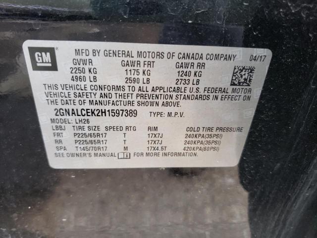 Photo 10 from auction – 2017 CHEVROLET EQUINOX LT with VIN 2GNALCEK2H1597389