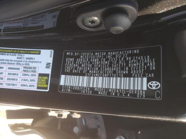 Photo 10 from auction – 2022 TOYOTA COROLLA SE with VIN 5YFS4MCE0NP118218