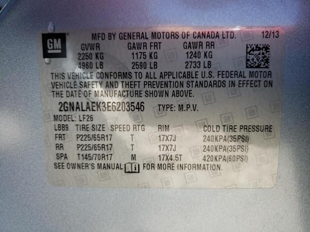 Foto 10 de la subasta – 2014 CHEVROLET EQUINOX LS con VIN 2GNALAEK3E6203546