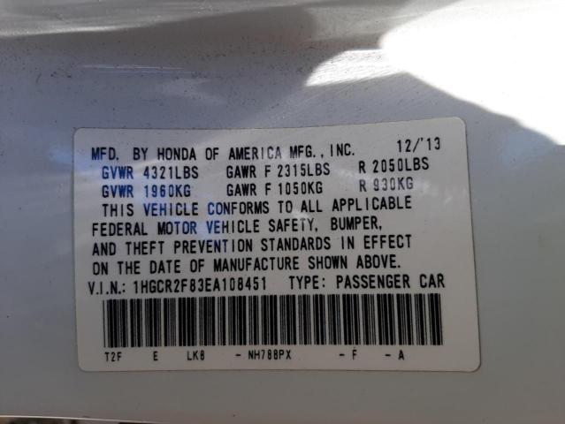 Photo 10 from auction – 2014 HONDA ACCORD EXL with VIN 1HGCR2F83EA108451