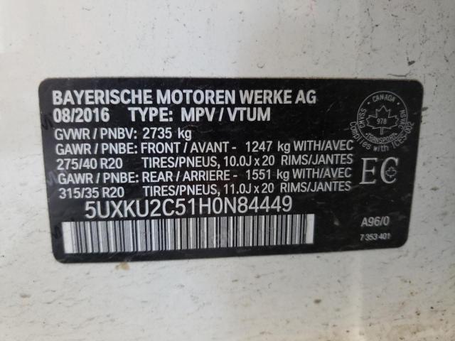 Photo 10 from auction – 2017 BMW X6 XDRIVE3 with VIN 5UXKU2C51H0N84449