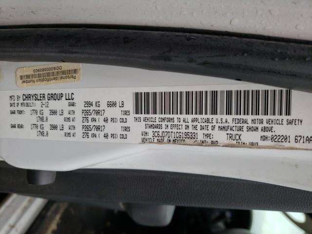 Photo 10 from auction – 2012 DODGE RAM 1500 S with VIN 3C6JD7DT1CG195331