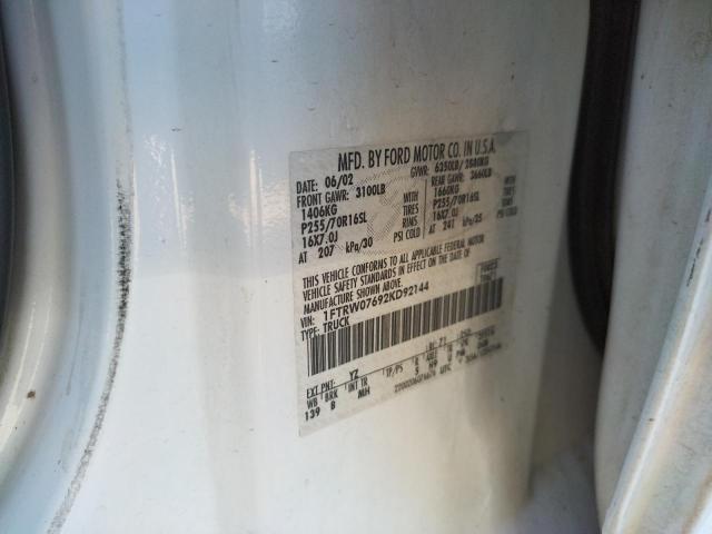 Photo 10 from auction – 2002 FORD F150 SUPER with VIN 1FTRW07692KD92144