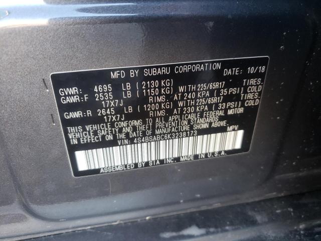Photo 10 from auction – 2019 SUBARU OUTBACK 2. with VIN 4S4BSABC6K3238173