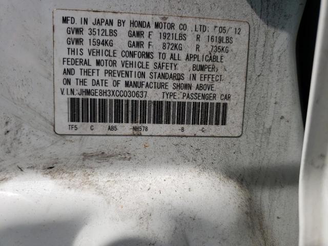 Photo 10 from auction – 2012 HONDA FIT with VIN JHMGE8H3XCC030637