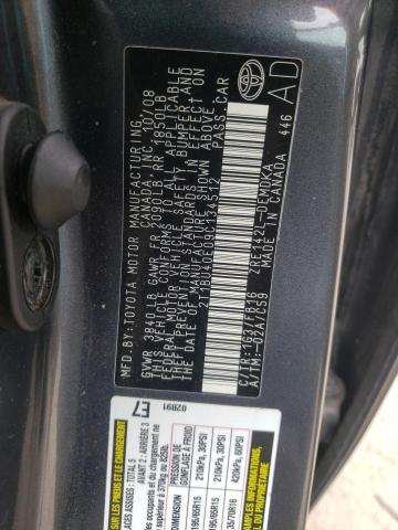 Photo 10 from auction – 2009 TOYOTA COROLLA BA with VIN 2T1BU40E09C134512