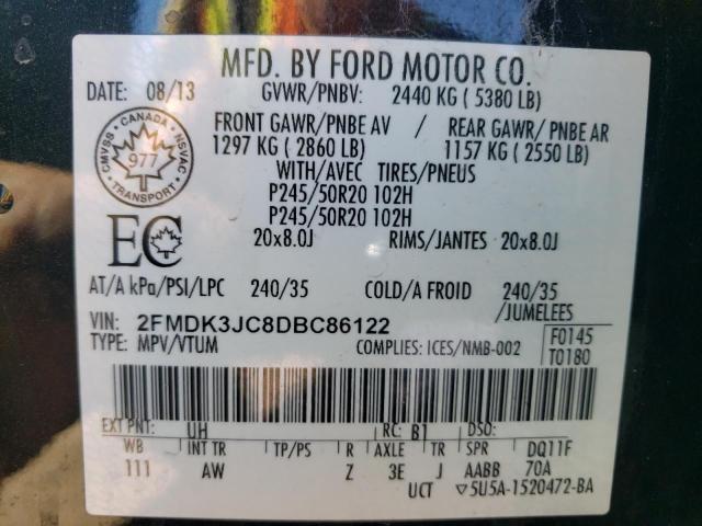 Photo 10 from auction – 2013 FORD EDGE SEL with VIN 2FMDK3JC8DBC86122
