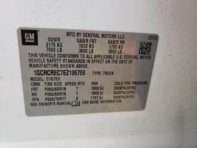 Photo 10 from auction – 2014 CHEVROLET SILVERADO with VIN 1GCRCREC7EZ106759