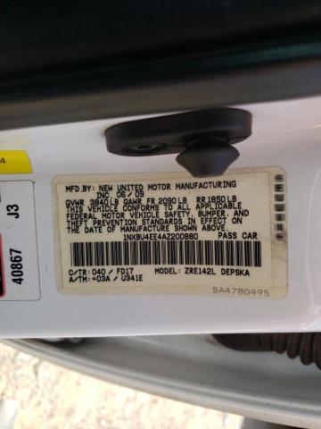 Photo 10 from auction – 2010 TOYOTA COROLLA BA with VIN 1NXBU4EE4AZ200880