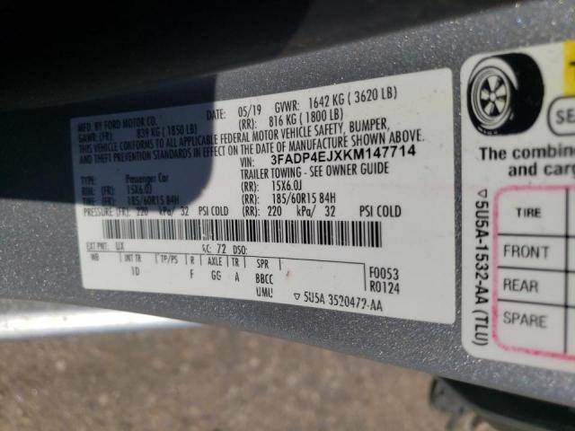 Photo 10 from auction – 2019 FORD FIESTA SE with VIN 3FADP4EJXKM147714