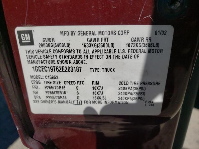 Photo 10 from auction – 2002 CHEVROLET SILVERADO with VIN 1GCEC19T62E203187