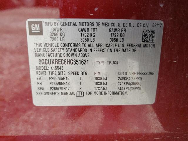 Photo 10 from auction – 2017 CHEVROLET SILVERADO with VIN 3GCUKREC6HG351621
