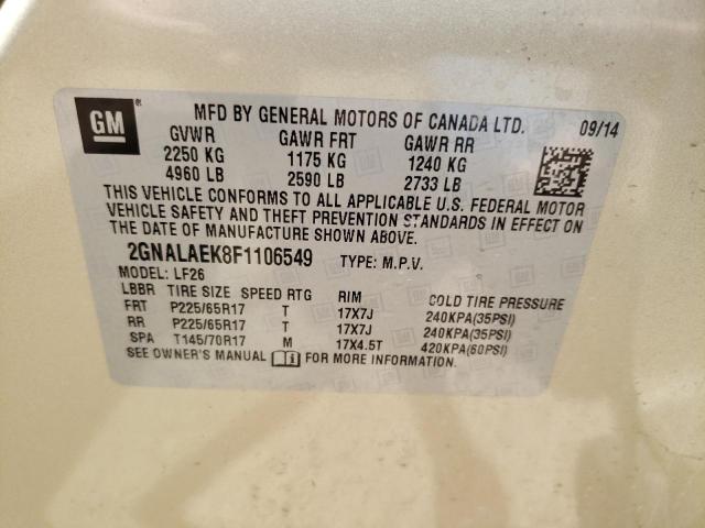 Photo 10 from auction – 2015 CHEVROLET EQUINOX LS with VIN 2GNALAEK8F1106549