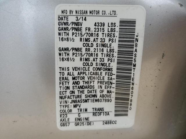 Photo 10 from auction – 2014 NISSAN ROGUE SELE with VIN JN8AS5MT1EW607890